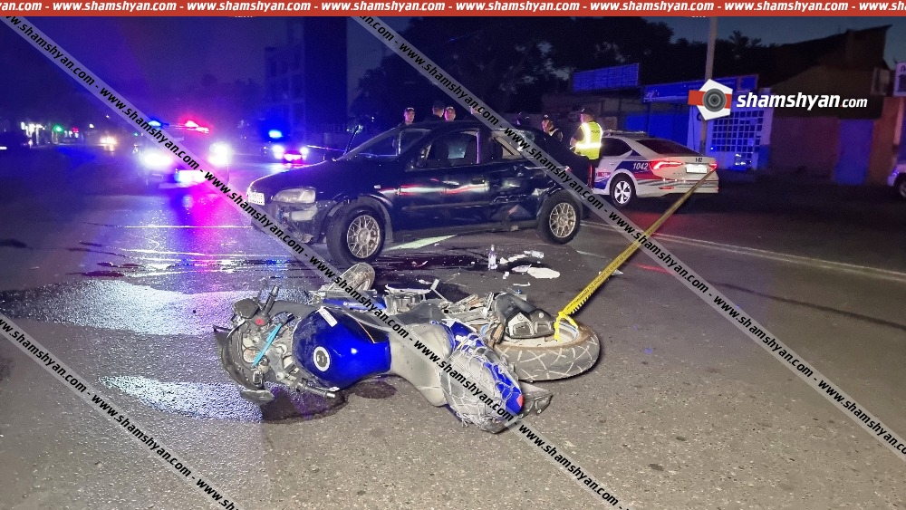 Երևանում բախվել են մոտոցիկլետն ու թեթև մարդատարը. կա 2 տուժած