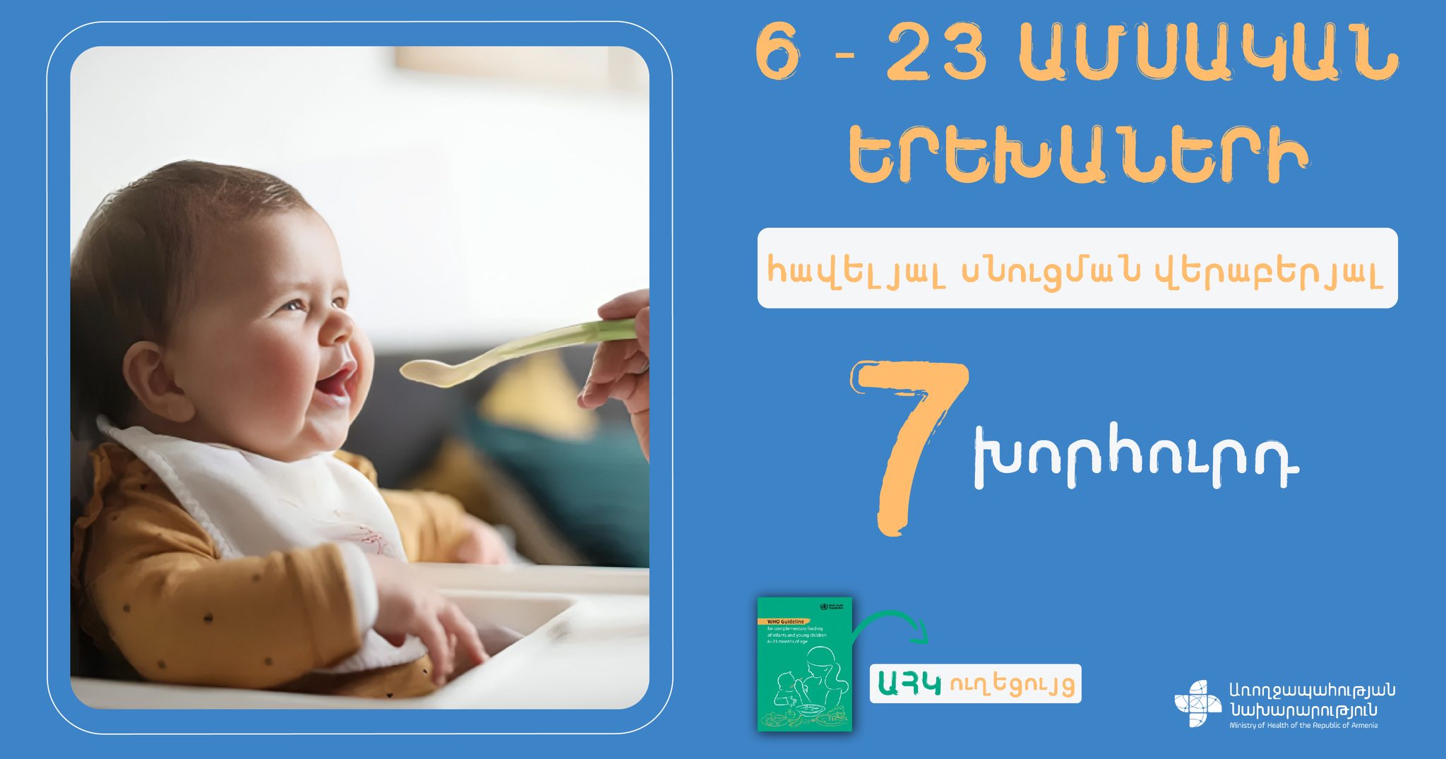 Հիմնական խորհուրդներ 6-23 ամսական երեխաների հավելյալ սնուցման վերաբերյալ