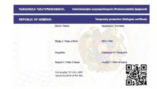 070 կոդով անձնագրի հետ միաժամանակ պետք է ներկայացնել նաև ժամանակավոր պաշտպանության վկայականը