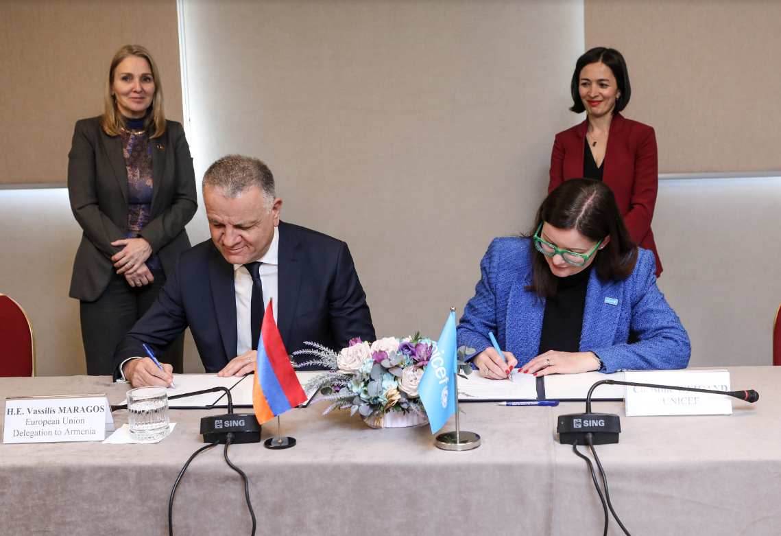 ԵՄ-ն և ՅՈՒՆԻՍԵՖ-ը համաձայնագիր են ստորագրել՝ խթանելու Հայաստանի կրթության համակարգի մրցունակությունը