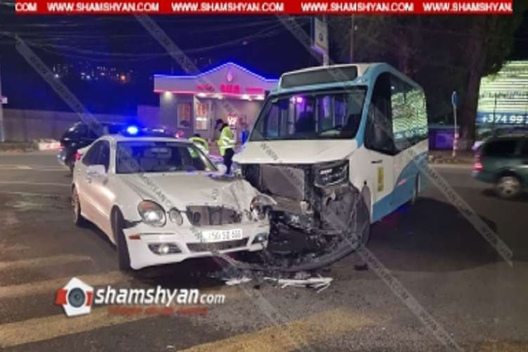 Երևանում բախվել են Mercedes-ն ու թիվ 38 երթուղին սպասարկող ավտոբուսը