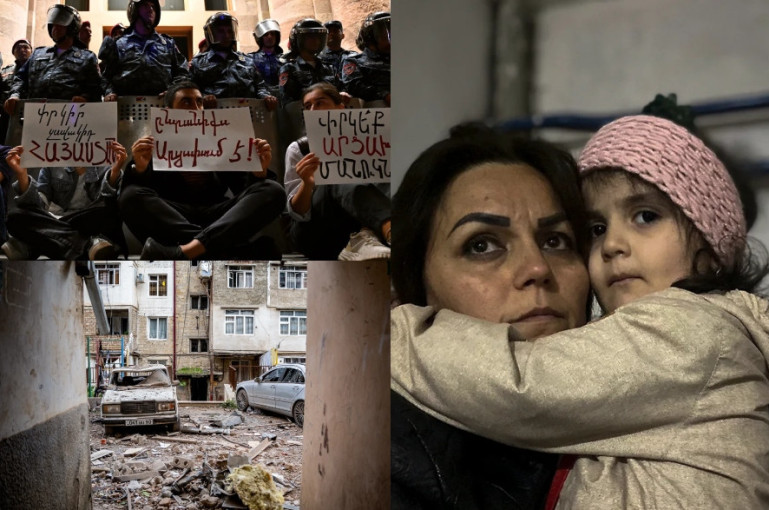 Коммерсантъ-ը ֆոտոշարքով անդրադարձել է Ադրբեջանի կողմից Արցախի նկատմամբ հարձակմանն ու երևանյան ցույցերին