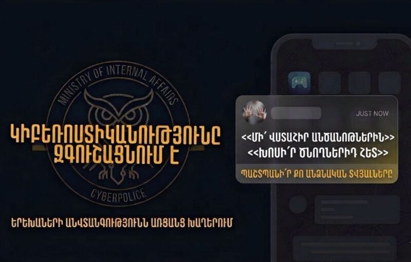 Պաշտպանեք Ձեր երեխաներին առցանց խաղերում․ ՆԳՆ-ն զգուշացնում է