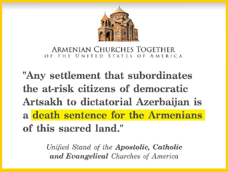 Главы Армянских церквей США призвали Байдена выступить против любой попытки ввести Арцах в состав Азербайджана