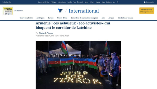  Le Figaro պարբերականը ծավալուն անդրադարձ է կատարել Ադրբեջանի կողմից Արցախի  շրջափակմանն ու դրա պատճառներին