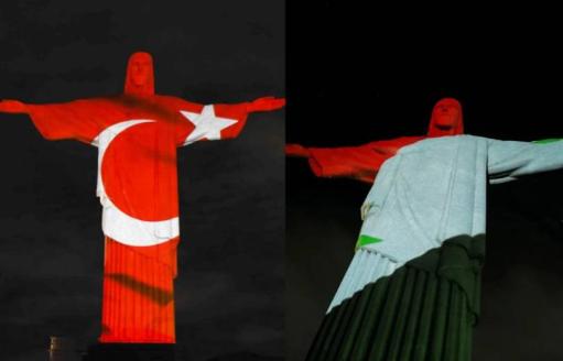 Ռիո դե Ժանեյրոյում Հիսուս Քրիստոսի արձանը լուսավորվել է Թուրքիայի և Սիրիայի դրոշների գույներով