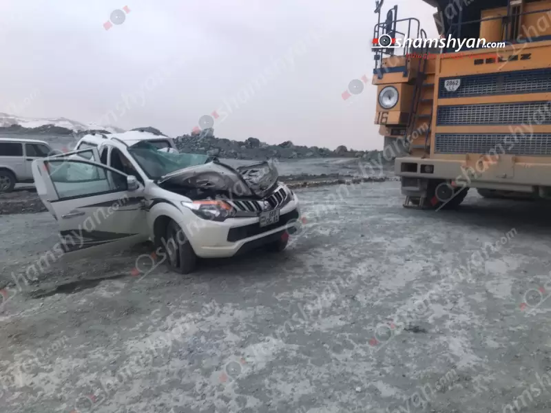 Սոթքի ոսկու հանքում. բախվել են ԲելԱԶ բեռնատարն ու Mitsubishi-ն. վիրավորը ծայրահեղ ծանր վիճակում սանավիացիայի ուղղաթիռով  տեղափոխվել է Երևան