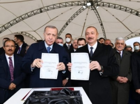 Ալիևն ու Էրդողանը մասնակցել են Արցախի օկուպացված տարածքներում Զանգեզուրի միջանցքի հիմնարկեքի արարողությանը