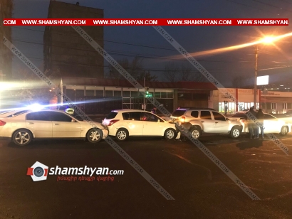Շղթայական ավտովթար Երևանում. բախվել են Toyota Camry-ն, Nissan Tiida-ն, Renault-ն, Nissan Skyline-ը