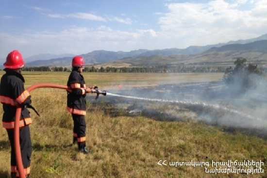 Քարահունջ գյուղում այրվել է մոտ 46 հա հնձած ցորենի արտ