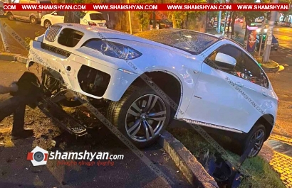 Երևանում 28-ամյա վարորդը BMW X6-ով դուրս է եկել երթևեկելի գոտուց, բախվել բազալտե քարերին ու հայտնվել հողաթմբի վրա