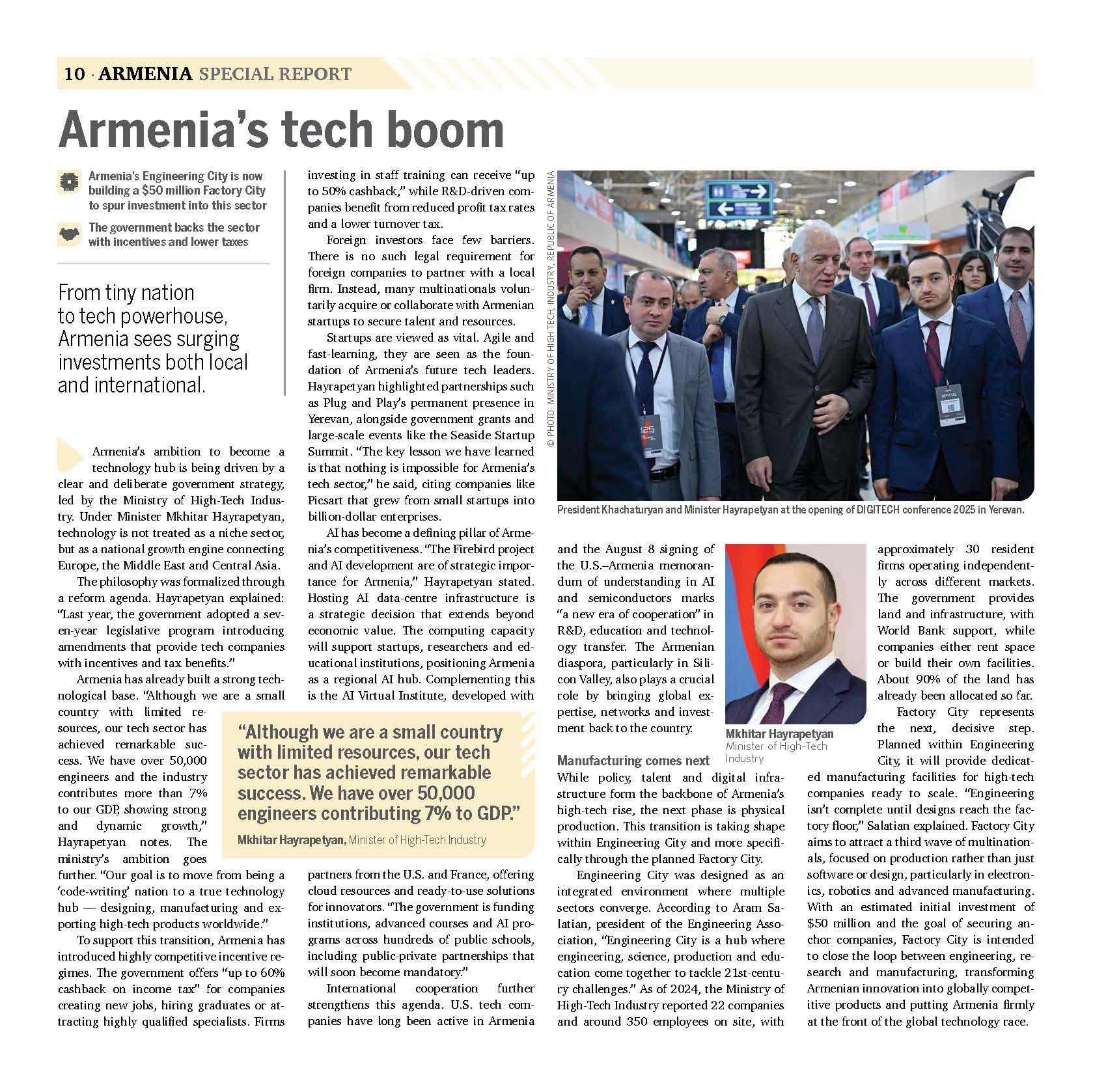  Հայաստանի տեխնոլոգիական վերելքը. Մխիթար Հայրապետյանը հեղինակավոր Los Angeles Times-ում ներկայացրել է Հայաստանի տեխնոլոգիական ոլորտի զարգացումն ու հեռանկարները 