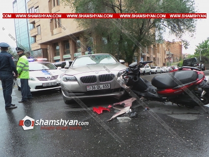 Երևանում բախվել են BMW-ն ու մոպեդը. վերջինը կողաշրջվել է, մոպեդավարը տեղափոխվել է հիվանդանոց
