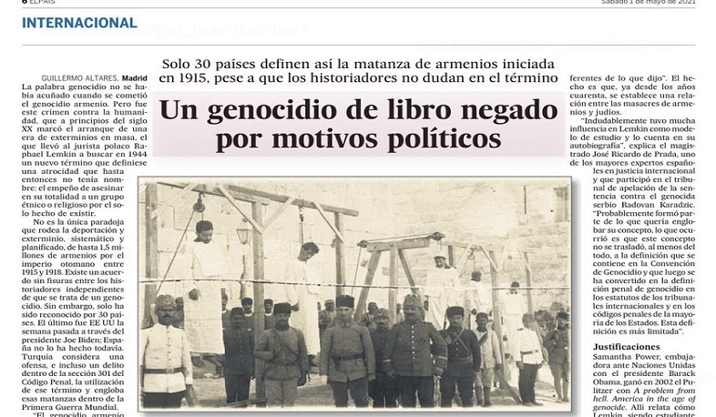 Այն, ինչ եղել է հայերի հետ, ցեղասպանություն է. թուրք պատմաբանի դիրքորոշումը՝ իսպանացի լրագրողի հոդվածում