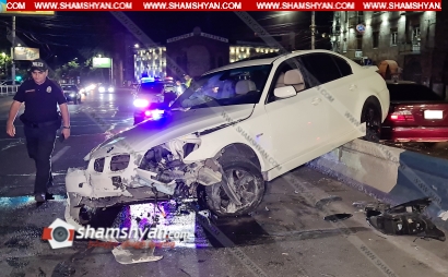 Երևանում 22-ամյա վարորդը BMW-ով Արշակունյաց պողոտայում հայտնվել է բետոնե արգելապատնեշի վրա