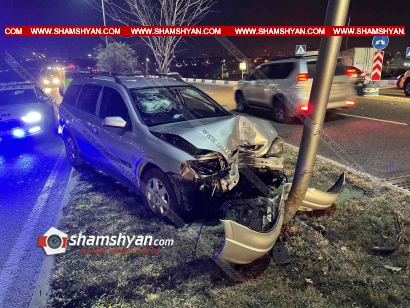 Երևանում 27-ամյա վարորդը Opel-ով բախվել է էլեկտրասյանը