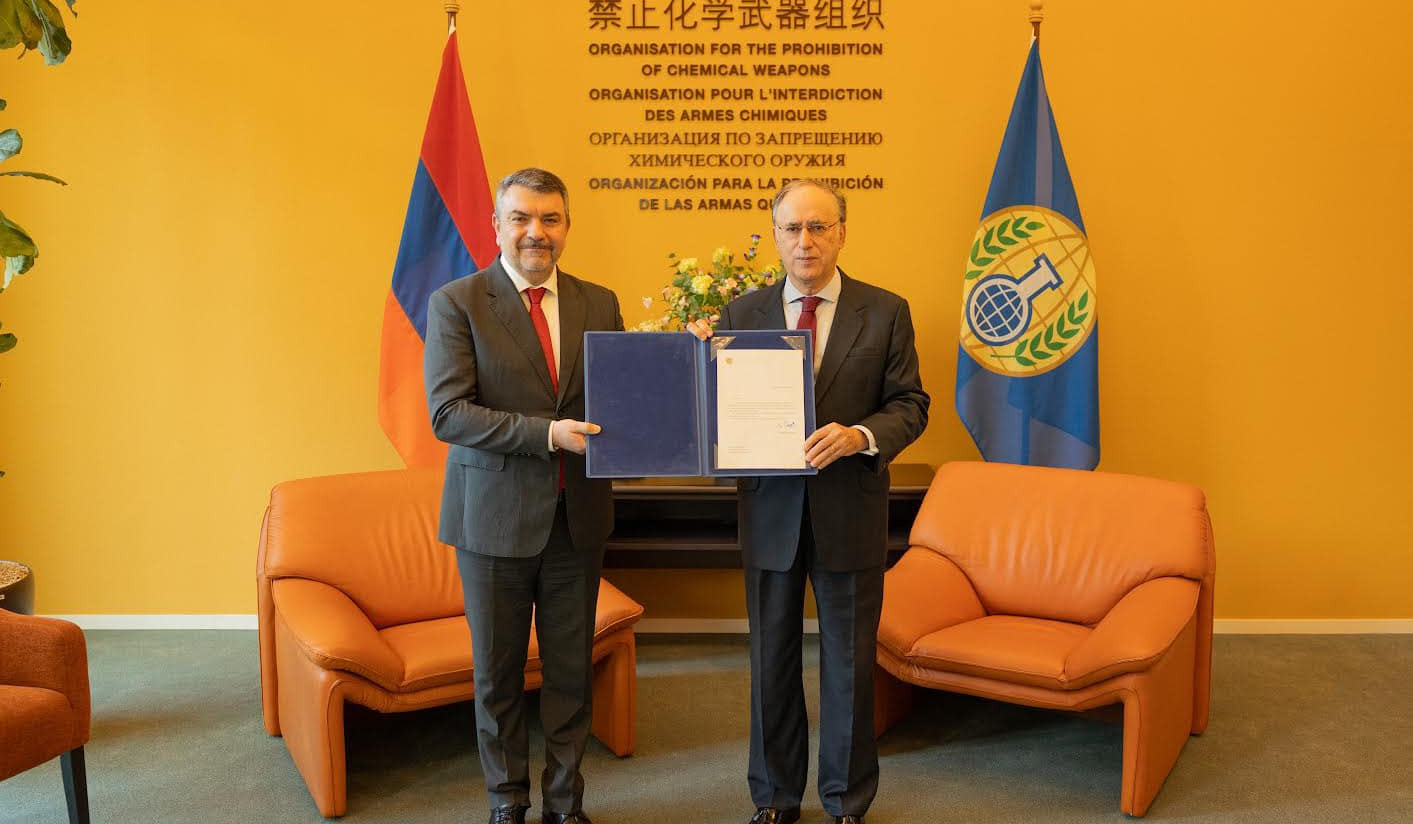 Քիմիական զենքի արգելման կազմակերպությունում ՀՀ մշտական ներկայացուցիչն իր հավատարմագրման նամակն է հանձնել կազմակերպության գլխավոր տնօրենին