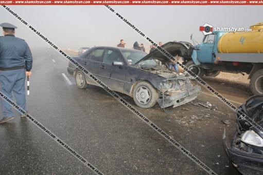 Մերկասառույցի պատճառով Արագածոտնի մարզում շղթայական վթար է եղել. բախվել է 4 ավտոմեքենա