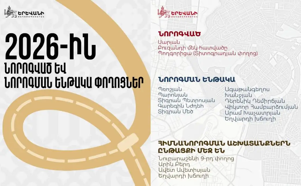 2026-ին նորոգված և նորոգման ենթակա փողոցներ